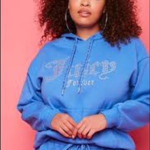 Juicy Forever Blue Rhinestone Hoodie 3x plus BNWT